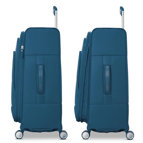 Image of Samsonite UpLIFT Lightweight Medium Checked Softside Luggage with Spinner Wheels - Expandable - Airline-Approved, Polyester Soft Suitcase for Ultra Light Travel - Cerulean Blue