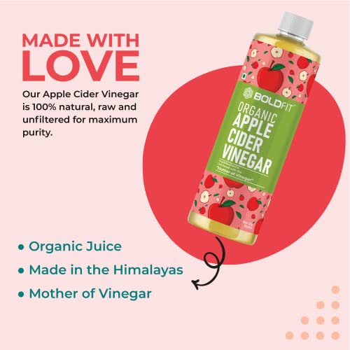 Boldfit Organic Apple Cider Vinegar with Mother Vinegar 500ml - ACV Apple Cider Vinegar Organic Raw from Himalaya - 500ml - Image 6