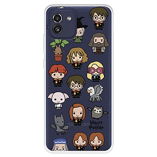 Funda para Samsung Galaxy A03 Oficial de Harry Potter Personajes Iconos Transparente para Proteger tu móvil.Carcasa para Samsung Galaxy de Silicona Flexible con Licencia Oficial Harry Potter
