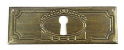 Preisvergleich Produktbild Beschlag Messing Abdeckung Schrankgriff Schrank Schublade Schranktür Messing waagerecht Schlüsselloch Rosette Sekretär brüniert Jugendstil Gründerzeit