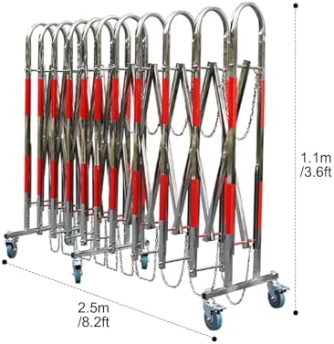 Retractable Driveway Fence, Expandable Metal Barrier, Traffic Control Bcade with Caster, Durable Stainless Steel for Enhanced Safety & Efficient Traffic Management