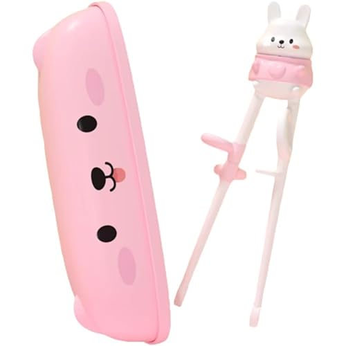 PYELRRN(さん)子供箸2一三一6歳乳幼児赤ちゃん専用補助訓練学習箸 (ピンクウサギ)