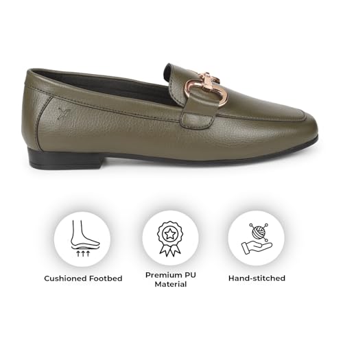Image of YOHO Bliss Comfortable Slip On Formal Buckle Loafer for Women | Stylish Fashion Moccasins Range | Cushioned Footbed Finish | Flexible and Office Wear Shoe