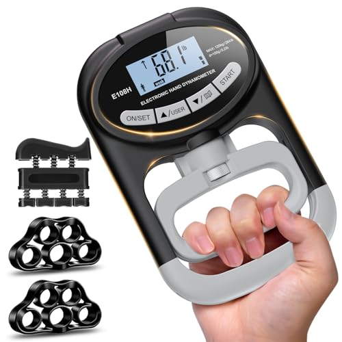 Grip Strength Tester Trainer Dynamometer - Hand Grip Dynamometer with Hand gripper Strengthener...