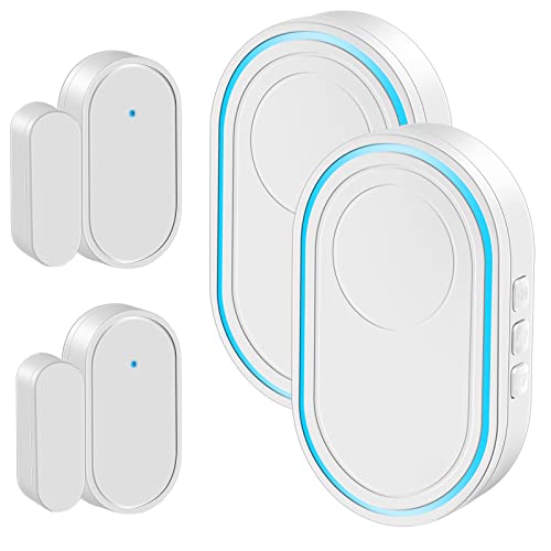 Door Chime, Entry Alert Chime For Home/Business/Office/Store/Kids Safety, Window Door Alarm Sensor With 39 Chimes 5 Volume Level, Led Ring Indicator Operate Range 500Ft (2 Door Sensors+ 2 Receiver) #TOP28