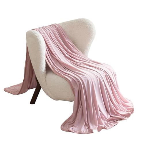 SheRest Silky Satin Cooling Blanket A Lightweight Breathable and Ultra-Thin no-Fill Summer Blanket. Crafted for hot Weather. Ideal as a Bed Blanket Sofa Throw or nap Blanket (Pink Queen)