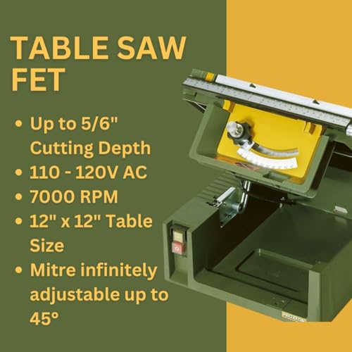Proxxon Table Saw Fet for Precision Cuts - Adjustable Blade, Extendable Table, Low Noise Motor, 110-120V AC - 37070 - Image 2