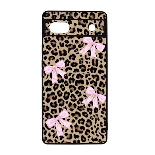 qizjio Preppy Cheetah Leopard Print Phone Case Shockproof Protective Coquette Bow Phone Cover for Google Pixel 6A