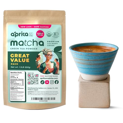 Japanese Matcha Powder 500g + Coffee/Tea Mug 200ml by Aprika Life