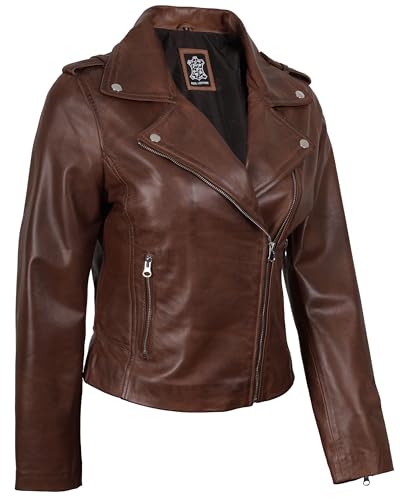 Image of Blingsoul Womens Real Leather Jacket - Asymmetrical Leather Jackets for Women