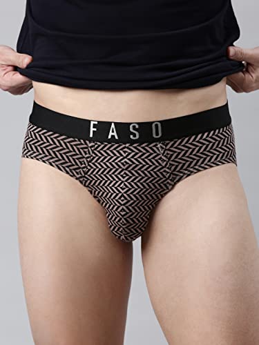 Image of F A S O 100% Organic Cotton Brief for Men | Trendy Soft Stretch Fabric Innerwear | Outer Elastic Twin Layered Underwear for Mens | Elegant Printed Ultra-Light Regular Fit Briefs | Multicolored (Pack of 1)