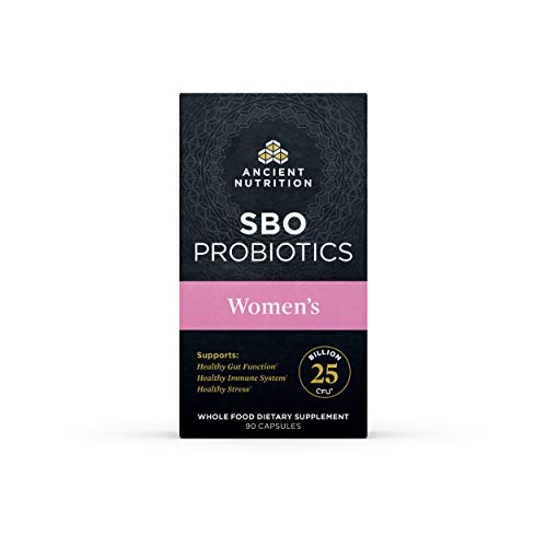 Ancient Nutrition Probiotics For Women With Ashwagandha, Sbo Probiotics Women's 90Ct, Digestive And Immune Support, Bloating Relief For Women, Gluten Free, Superfoods Blend, 25 Billion Cfus* #TOP3