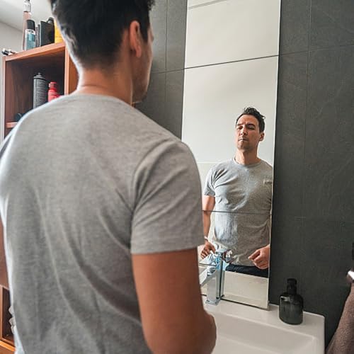 Image of Acrylic Wall Mirror, Full Length 8 x 8 Inch Self Adhesive Frameless Small Mirror Tiles, Flexible Plastic Mirror Panels for Bedroom, Home, Gym, Door (8 x 8 Inch)