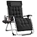 SONGMICS Sonnenliege klappbar, Liegestuhl, Kissen abnehmbar, Gartenstuhl Stahlgestell, Relaxliege bis 110 kg belastbar, Kopfkissen verstellbar, Tasche, Tablett, für Balkon, schwarz GLB040BZ02