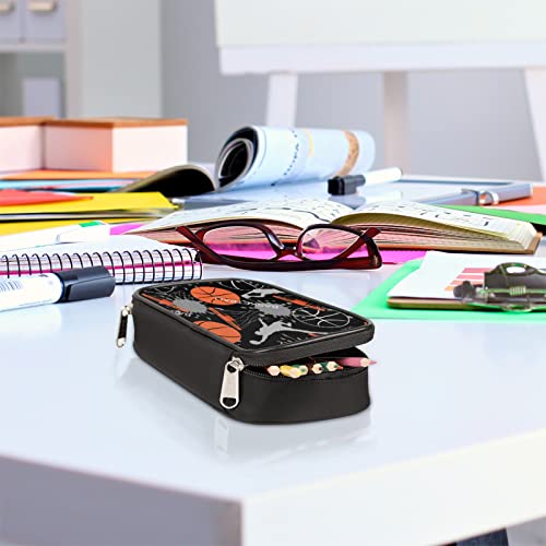 Image of Basketball Pencil Case Basketball Slam Duck Large Capacity Pencil Pouch Simplicity Pencil Box Pencil Bag Pen Case Large Stationery Organizer Bag with Zipper for Kids Boy Girls School Office Supplies