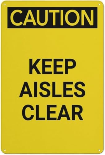 EVGJDE Warehouse Aisle Obstacle Removal Hazard Warning Sign, 8×12 Inche Weatherproof Printed Aluminum Plaque, Safety Notice for Residential Business Warehouse Outdoor Operational Area