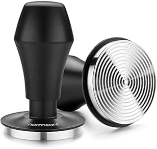 Normcore 58.5mm Espresso Coffee Tamper V4 - Spring Loaded Tamper With Stainless Steel Ripple Base - 15lb / 25lb / 30lbs Replacement Springs - Anodized Aluminum Handle and Stand