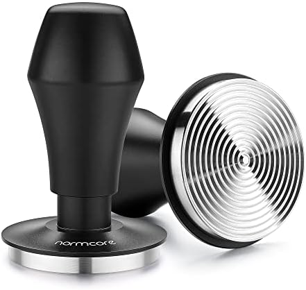 Normcore 58.5mm Espresso Coffee Tamper V4 - Spring Loaded Tamper With Stainless Steel Ripple Base - 15lb / 25lb / 30lbs Replacement Springs - Anodized Aluminum Handle and Stand