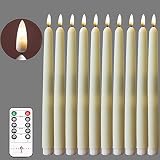 NONNO & ZGF 10Pack Flameless Wedding Taper Candle with 2 Remote, LED Battery Operated Candles, Ivory