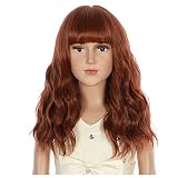 PATTNIUM Dark Orange Wig Kids Child Wig Short Wavy Wig Ginger Wig with Bangs Cute Girls Wig Auburn W
