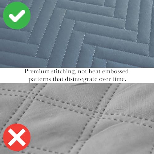 Oversize Queen Quilt Bedding Set with 2 Shams, Chevron Blue Quilt Full Size by Southshore Fine Living, Inc. - Used condition - Image 5