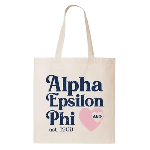 Kite and Crest Alpha Epsilon Phi Faded Love Sorority Tote Bag | AEPHI Canvas Tote Bag | College Beach Bag | Sorority Merch