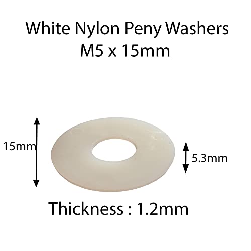 M5 X 15mm Nylon White Penny Washers Fender Repair Washer Mudguard DIN 9021 (Pack of 20) - Image 2