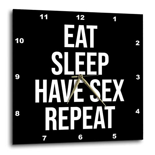 3dRose Wall Clock Silent - 10 inch - Eat Sleep