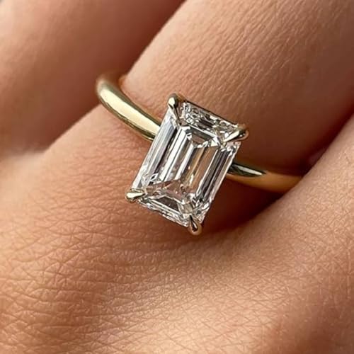 1CT-4CT Emerald Cut Solitaire Moissanite Engagement Ring, Emerald Moissanite Wedding Ring, Solitaire Ring, Emerald Cut Ring, Solid Gold Ring4