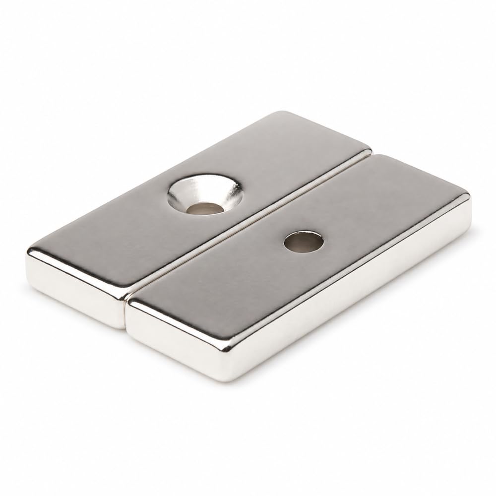 Imán de placa de neodimio MP£ 40 x 15 x 5 N38 para un tornillo 10 unidades