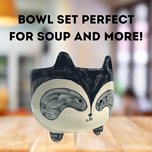 Set Of 2 - Raccoon Bowls - Cute Cat Lover Bowl Kitchenware Gift Soup Cup Candy Dish Decorative #TOP3