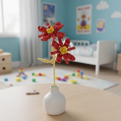 Image of STEM Galsang Flower Building Blocks Set (93 Pcs, 12-in-1) | DIY Flower Pen Stand Kit for Kids 6+ Years (Boys & Girls) | Creative Craft & Learning Toy | Ideal Gift for Kids