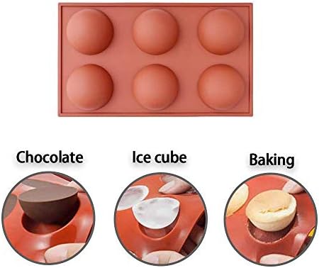 Zueyen 3 Pack 6 Cavities Large Hemisphere Dome Silicone Mold, Silicone Cake Mold Jelly Pudding Candy Chocolate Molds Trays Non-Stick Silicone Fondant Moulds for Baking Cake Chocolate Making