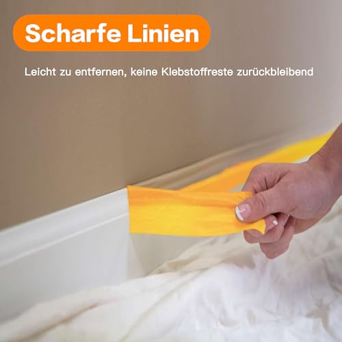 Taiyeestar 4 Rollen Malerkrepp, Goldband Klebeband 30 mm x 50 m, Profi-Kreppband für Malerband, Abdeckband Malertape Klebeband Washi Tape Gold Papiertape Selbstklebend