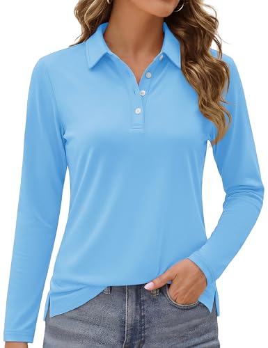 MAGCOMSEN Women's Polo Shirts Golf Top Women Long Sleeve Collared
