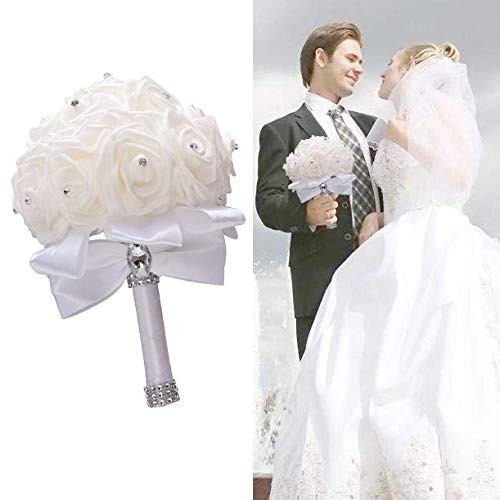 HIMSTORY White Pink Wedding Bouquet da Sposa Artif... - Vicedeal