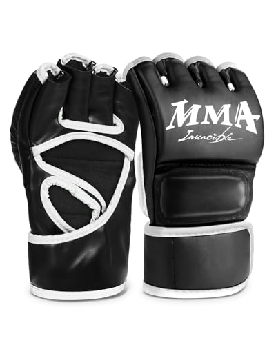 NZQXJXZ Guantillas MMA y Guantes de Boxeo Semidedos, Guantes Boxeo Unisex para Kickboxing, Entrenamiento y Ejercicio, Ajustables y Transpirables