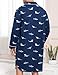 SWOMOG Mens Nightgown Long Sleeve Sleep Shirt Big & Tall Nightshirt Button Down Pajama Comfy Nightwear Blue Shark XX-Large