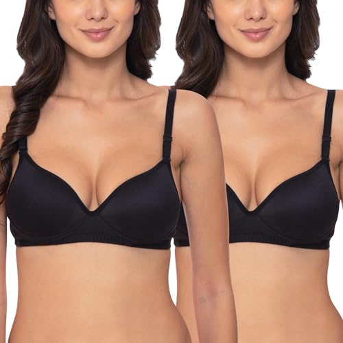 Image of Komli - Heavily Padded Push-Up Bra - Cotton Rich - Balconette - 3 /4th Coverage, Seamless, Wireless, Multiway Straps - T-Shirt Bra (Pack of 2)