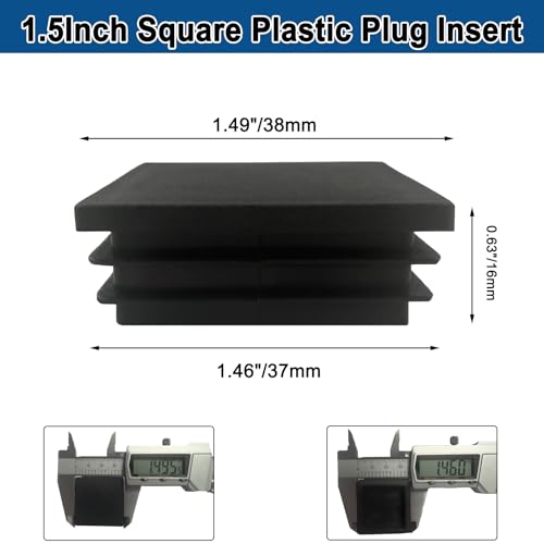Image of 30 Pack Tubing Plug, 1.5Inch Square Plastic Plug Insert, Square End Caps for Metal Tube, Chair Legs, Fence