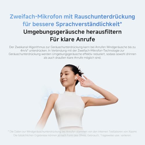 Xiaomi Redmi Buds 6 Active – In-Ear Kopfhörer, Bluetooth 5.4, bis zu 30 Stunden Akkulaufzeit, 14.2mm dynamischer Treiber, IPX4 Wasserschutz, Telefonat Rauschunterdrückung, Schwarz