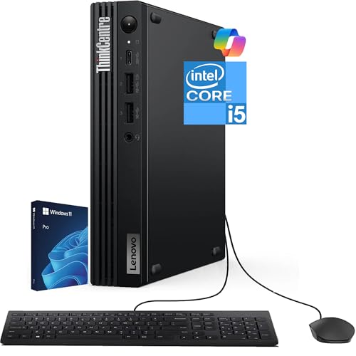 Image of Lenovo ThinkCentre Tiny M70q Intel Deca Core i5-14400T (Beats i7-13700T), 32GB DDR5, 1TB NVMe, DisplayPort, HDMI, WiFi 6, RJ-45, Wired KB & Mouse, Win 11 Pro, 3YR Wty, AI Business Desktop - Black