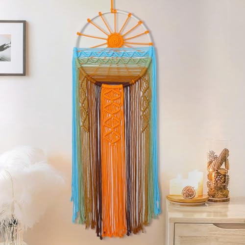 Betylifoy Macrame Wall Hanging - Large Boho Woven Sunset Dream Catcher with Colorful Tassels - Sun Wall Decor for Bedroom, Nursery, Living Room, Apartment