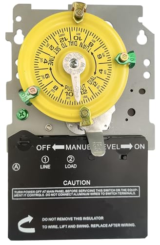 T101M 24-Hour Mechanical Timer Switch - 120V 40A SPST Heavy Duty, Manual Override & Included...