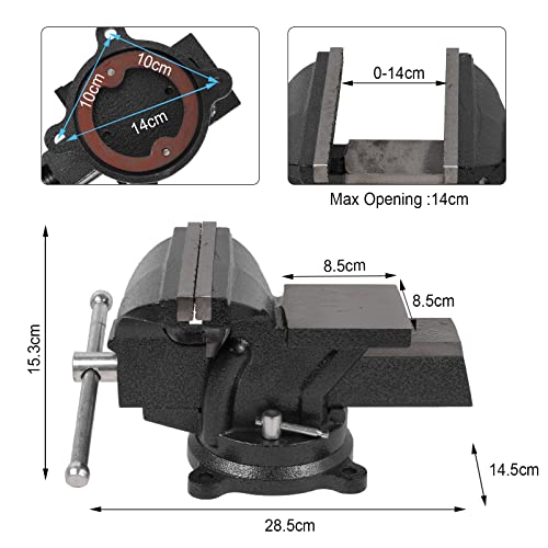 Bench Vise Heavy Duty 6-Inch, 360° Swivel Base with Anvil Clamp Cast Steel,Table Clamp Woodworking Vice,Multipurpose Workbenchw for Drilling, Pipe Cutting,Woodworking-Black by sanheshun - Image 5
