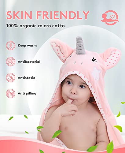 Tbezy Hooded Towel For Kids 100% Cotton Ultra Soft With Unique Animal Design Large For Infants 3-10 Years thumb #4