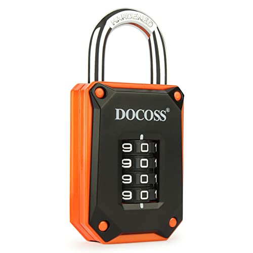 Image of DOCOSS Zinc Strong Number Lock for Door /Combination Padlock, Gate, Gym Locker - Orange Black (1 Pack)
