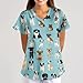 DNKZWUPUP Scrubs for Women Tops Plus Size V-Neck Short Sleeve Nurse Shirt Stretch Cute Dog Animal Print Nursing Scrub Shirts Petite Holiday Medical Uniforms with Pockets 23a-Cyan 2XL