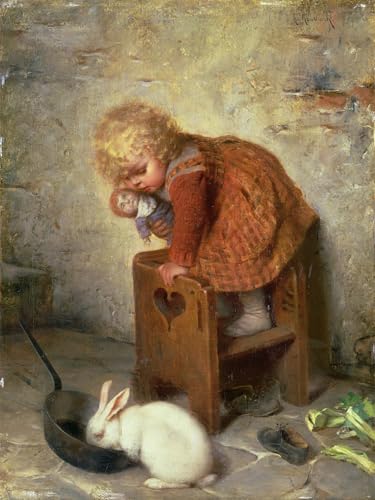 Tableaux Posters Murale Petite Fille avec un Animal de Hermann Kaulbach Art Mural 60x90cm