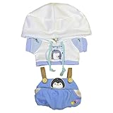 niannyyhouse 20cm Plush Doll Clothes Frog Puppy Lamb Penguin Hoodie Strap Pants 8in Soft Stuffed Plush Toy Dress up (a-4)